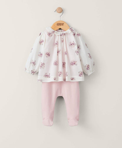 Mamas & Papas All-in-Ones & Bodysuits All In One Mock Blouse - Floral Print
