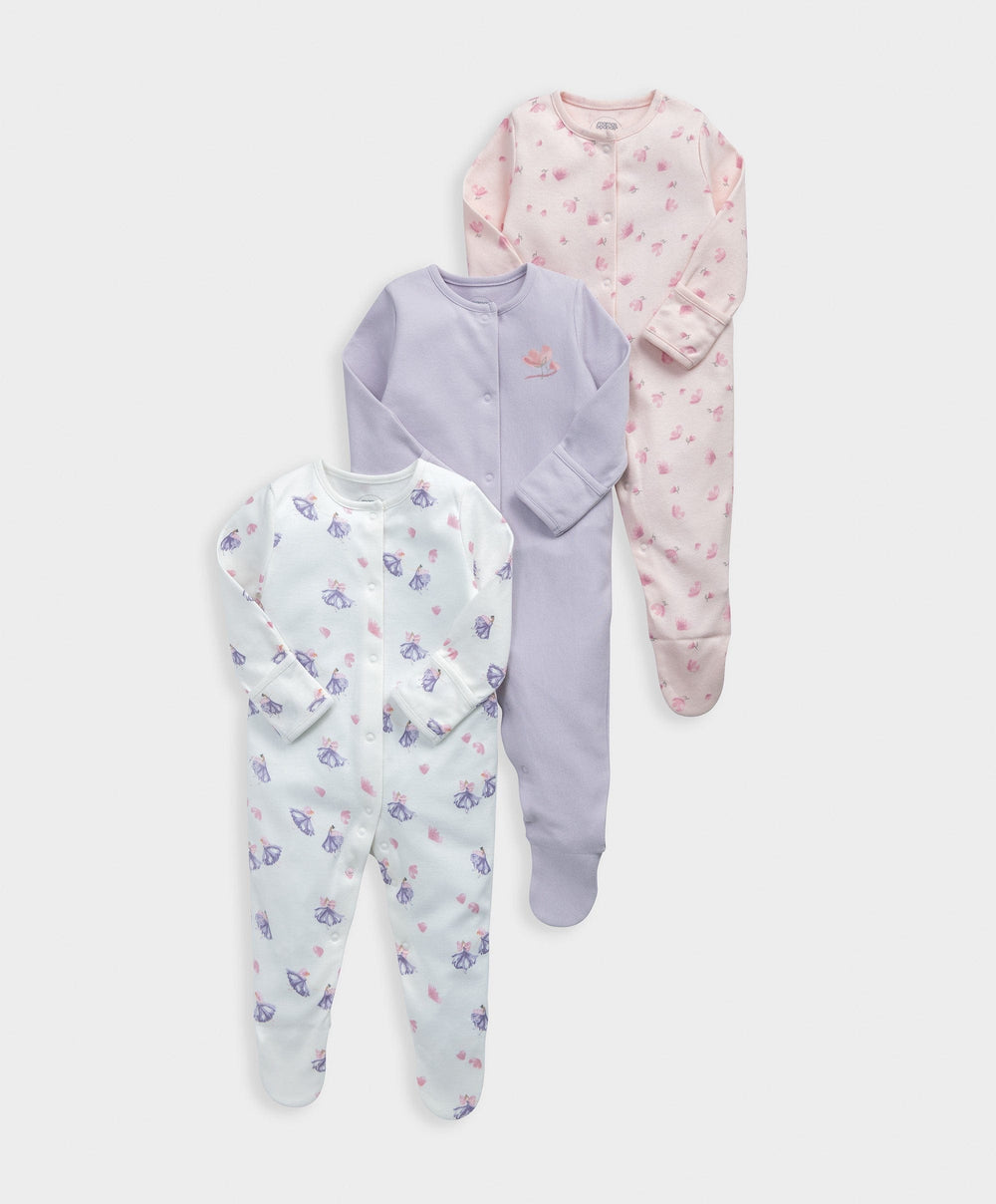 Mamas &amp; Papas All-in-Ones &amp; Bodysuits Ballerina Sleepsuits (Pack of 3)