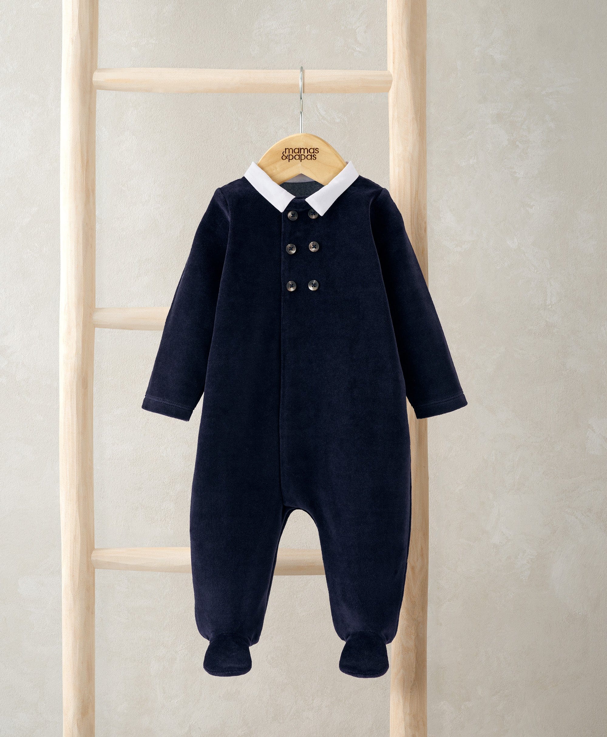 Blue Velour Sleepsuit – Mamas Papas IE