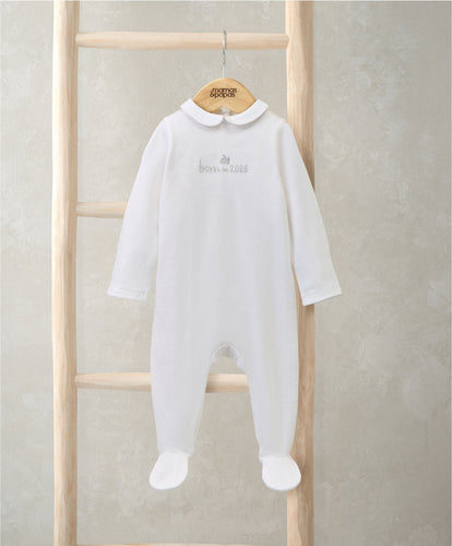 Mamas & Papas All-in-Ones & Bodysuits Born in 2026 Embroidered All In One – White