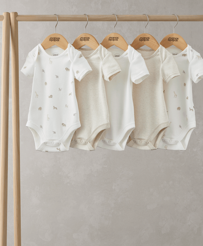Mamas & Papas All-in-Ones & Bodysuits Born Wild Shortsleeved Bodysuits (Set of 5)