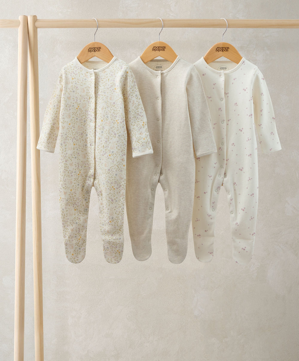 Mamas &amp; Papas All-in-Ones &amp; Bodysuits Bunny Sleepsuits (Pack of 3)