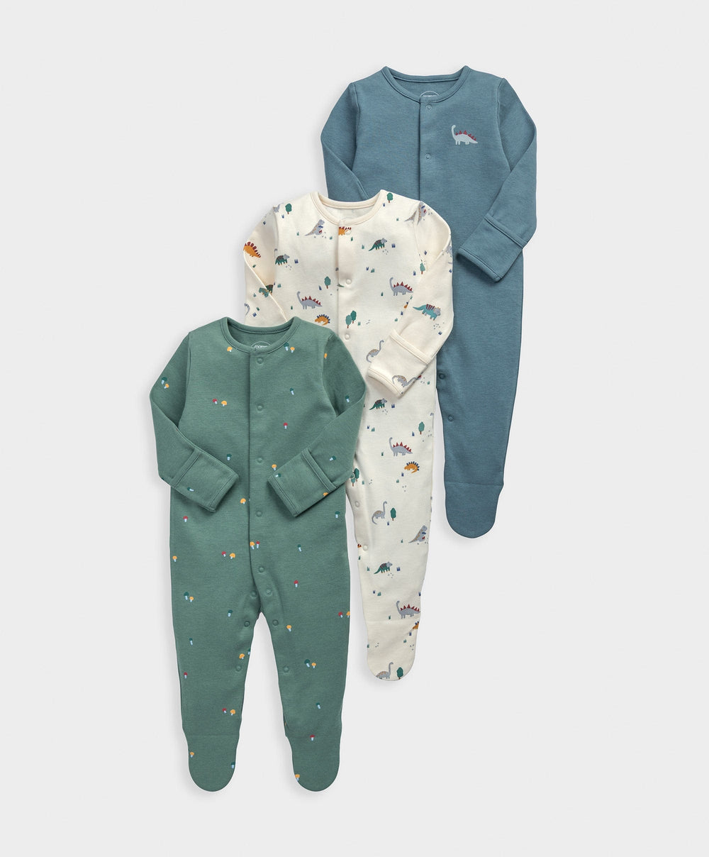 Mamas &amp; Papas All-in-Ones &amp; Bodysuits Dinosaurs Sleepsuits (Pack of 3)