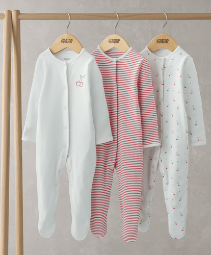 Mamas & Papas All-in-Ones & Bodysuits Ditsy Cherry Sleepsuits (Set of 3)