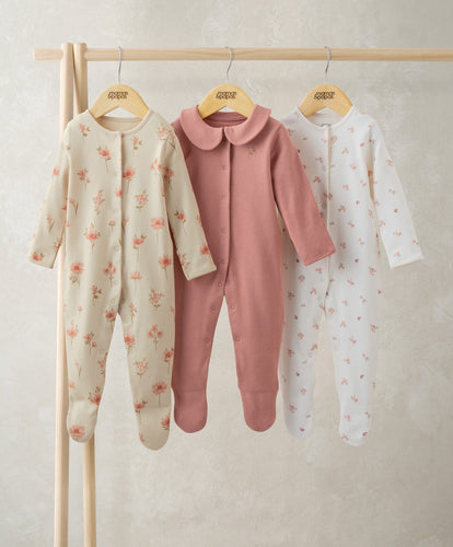 Mamas & Papas All-in-Ones & Bodysuits Dusky Floral Sleepsuits (Pack of 3)