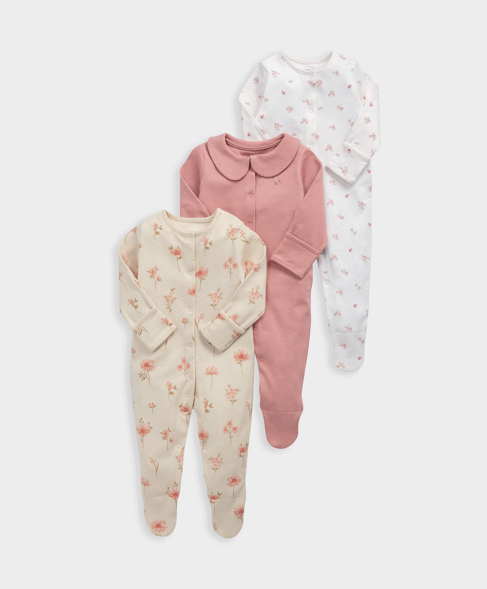 Mamas &amp; Papas All-in-Ones &amp; Bodysuits Dusky Floral Sleepsuits (Pack of 3)