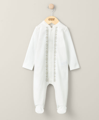 Mamas & Papas All-in-Ones & Bodysuits Embroidered Sleepsuit - White