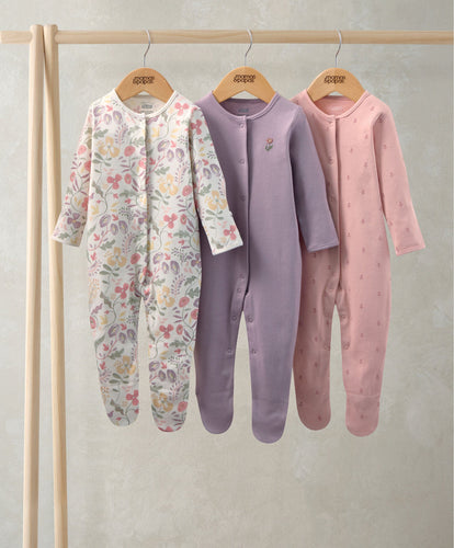 Mamas & Papas All-in-Ones & Bodysuits Floral Sleepsuits (Pack of 3)