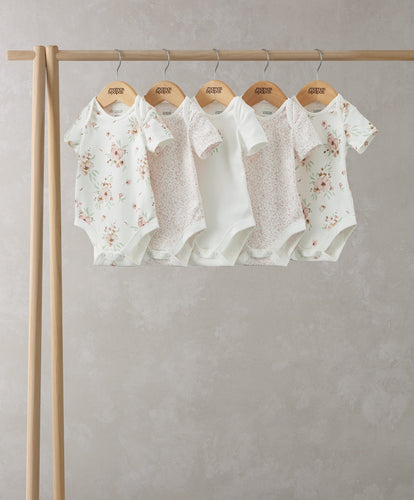 Mamas & Papas All-in-Ones & Bodysuits Flower Bodysuits (Set of 5) - Pink