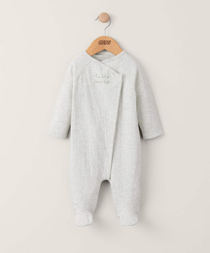 Mamas & Papas All-in-Ones & Bodysuits Hello World Embroidered Sleepsuit - Grey