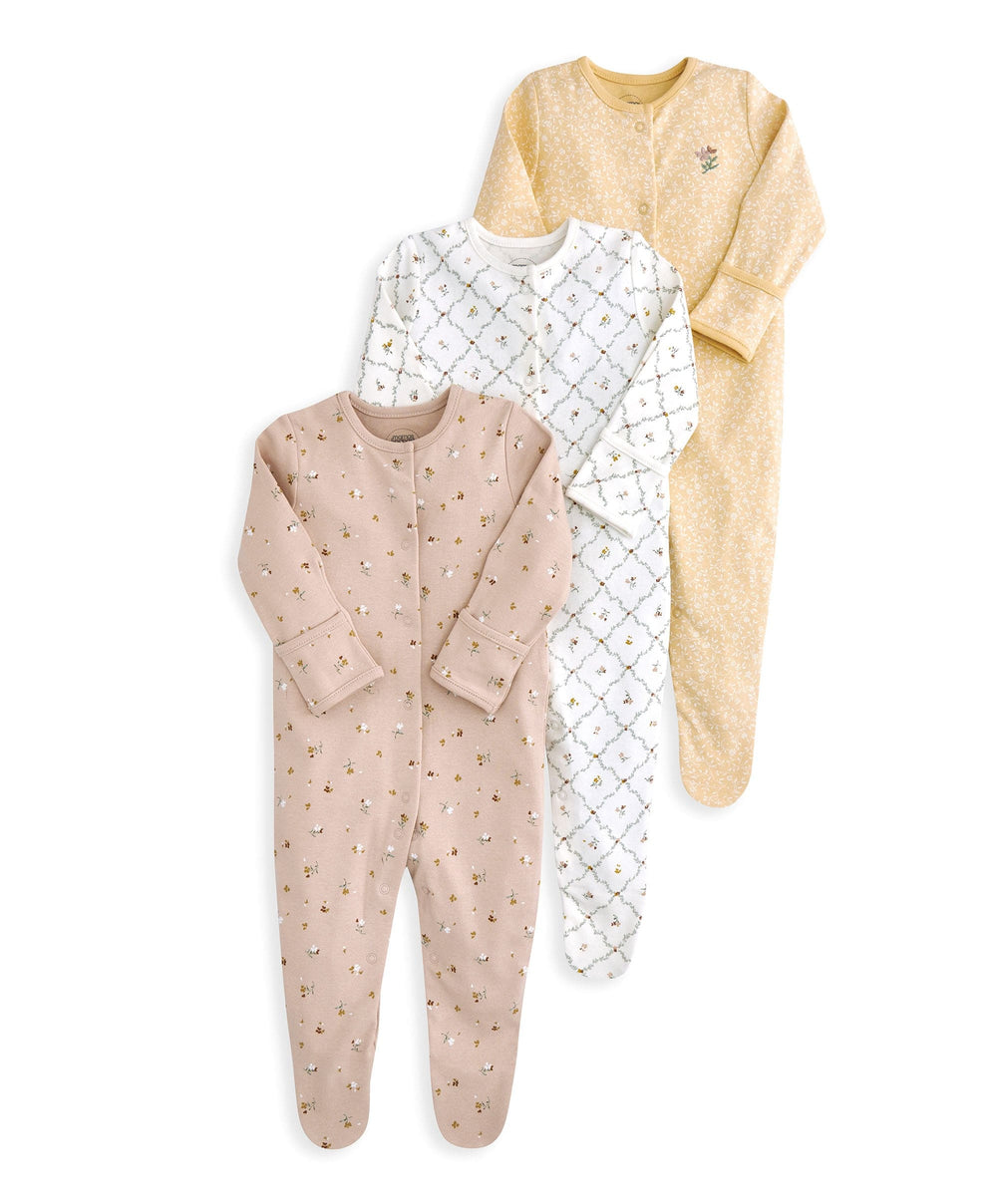 Mamas &amp; Papas All-in-Ones &amp; Bodysuits Heritage Floral Sleepsuits (Pack of 3)