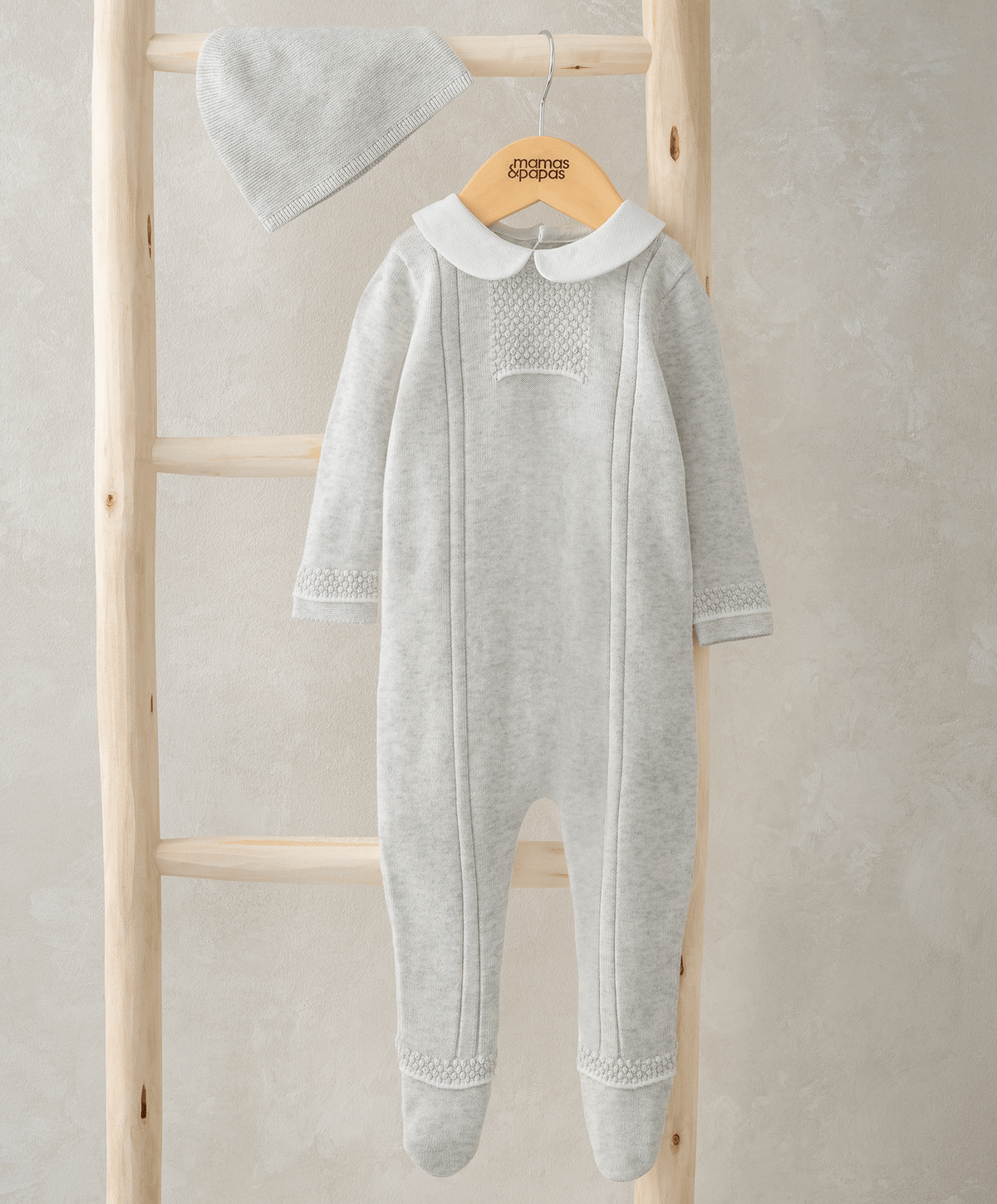 Mamas & Papas All-in-Ones & Bodysuits Knitted All in One & Hat  - White