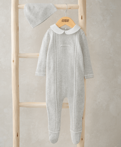 Mamas & Papas All-in-Ones & Bodysuits Knitted All in One & Hat  - White