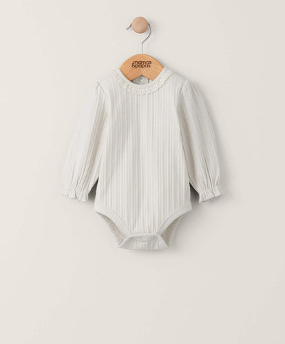 Mamas & Papas All-in-Ones & Bodysuits Lace Trim Bodysuit - Cream