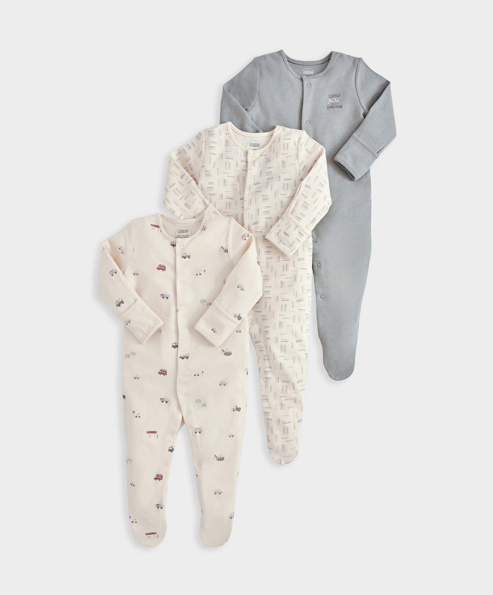 Mamas &amp; Papas All-in-Ones &amp; Bodysuits Little Explorer Sleepsuits (Pack of 3)