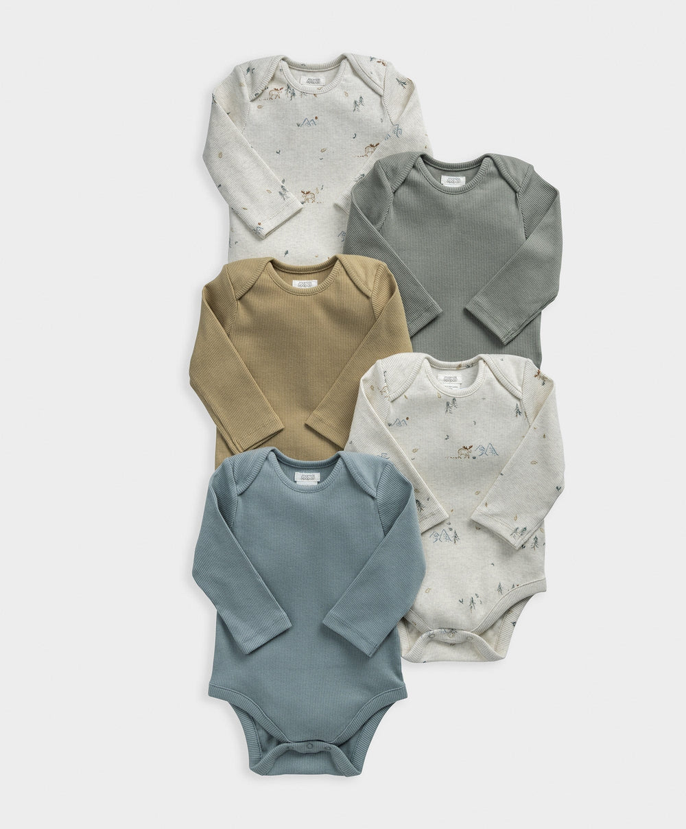 Mamas &amp; Papas All-in-Ones &amp; Bodysuits Moose Longsleeve Bodysuits (Pack of 5)