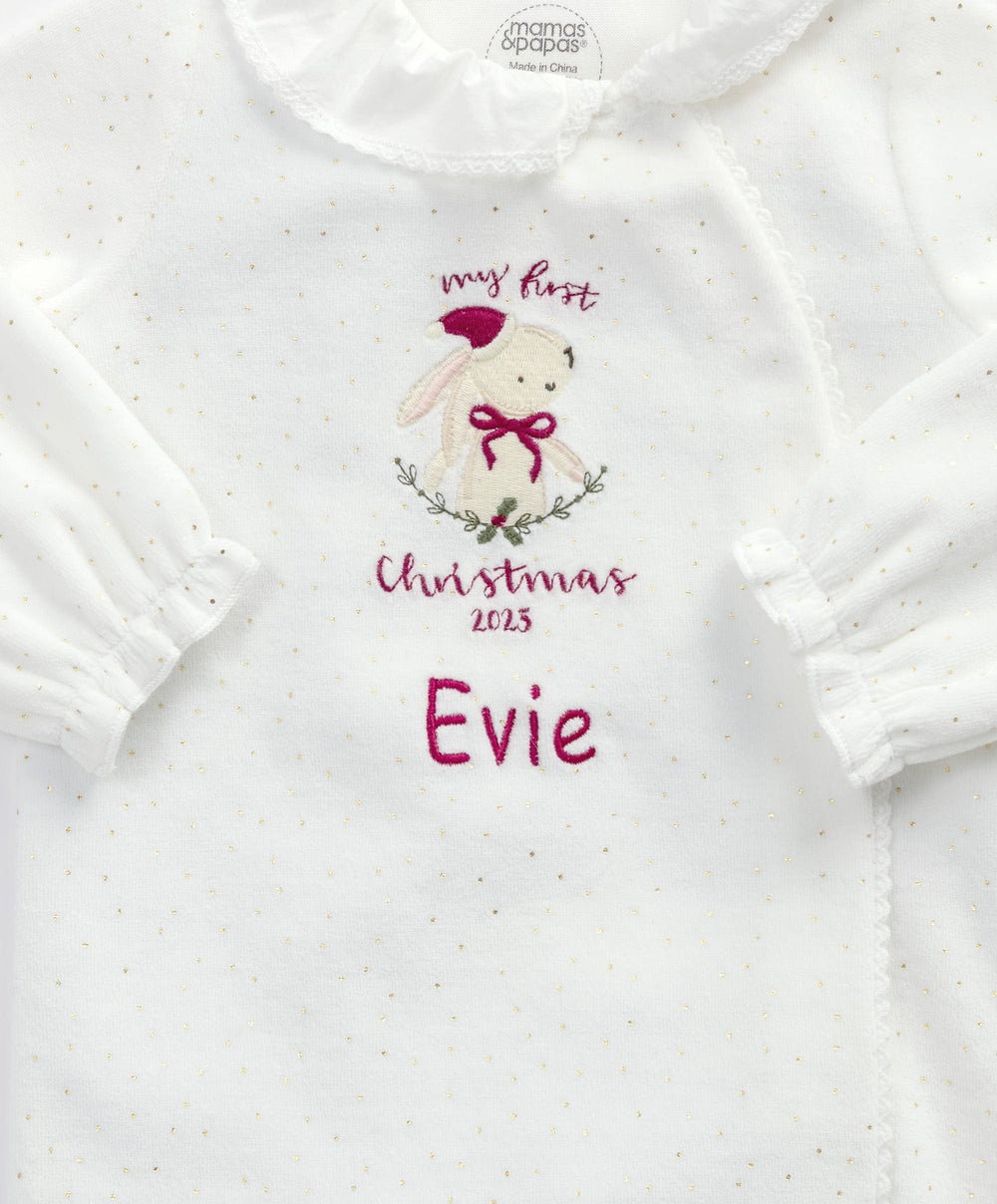 Mamas &amp; Papas All-in-Ones &amp; Bodysuits My First Christmas Bunny All In One