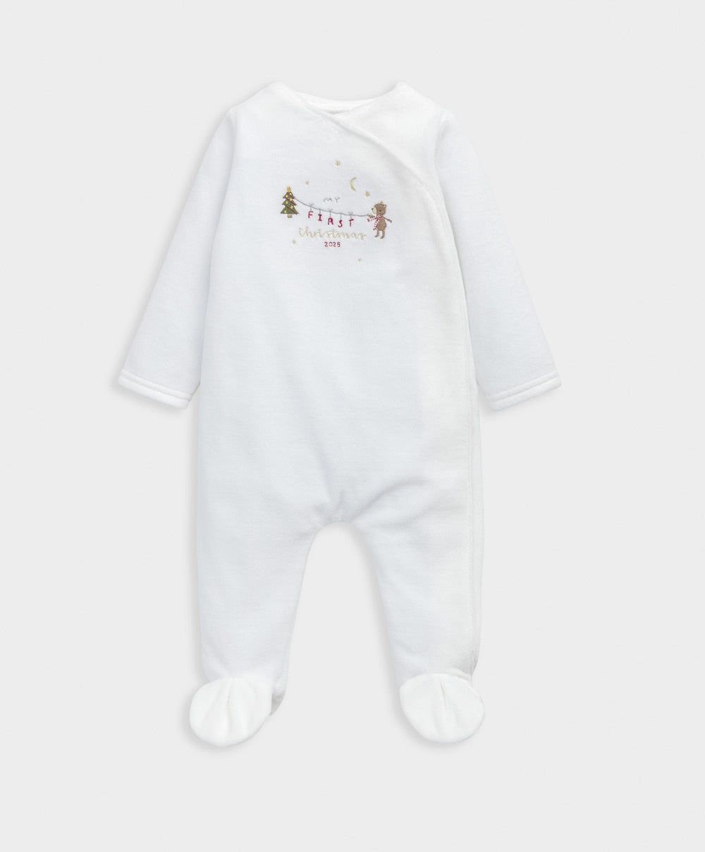 Mamas &amp; Papas All-in-Ones &amp; Bodysuits My First Christmas Velour All-in-one