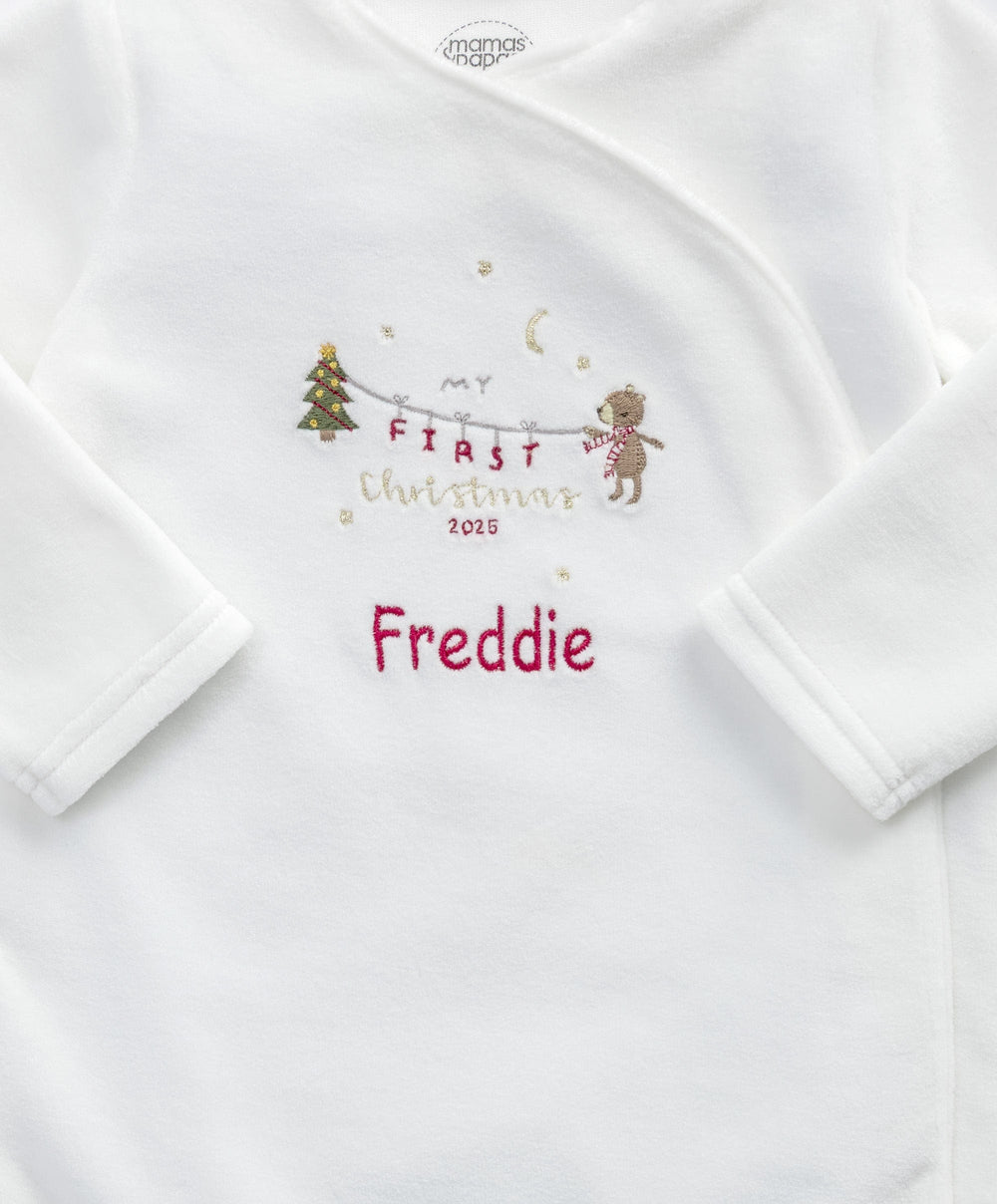 Mamas &amp; Papas All-in-Ones &amp; Bodysuits My First Christmas Velour All-in-one