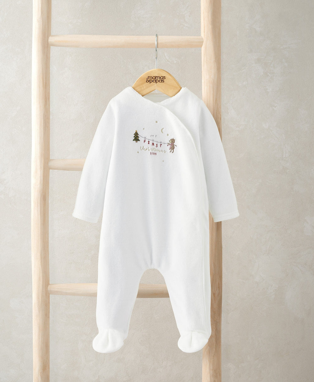 Mamas &amp; Papas All-in-Ones &amp; Bodysuits My First Christmas Velour All-in-one