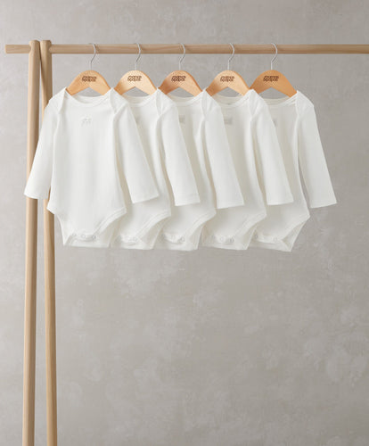 Mamas & Papas All-in-Ones & Bodysuits Organic Longsleeved Bodysuits (5 Pack) -  White