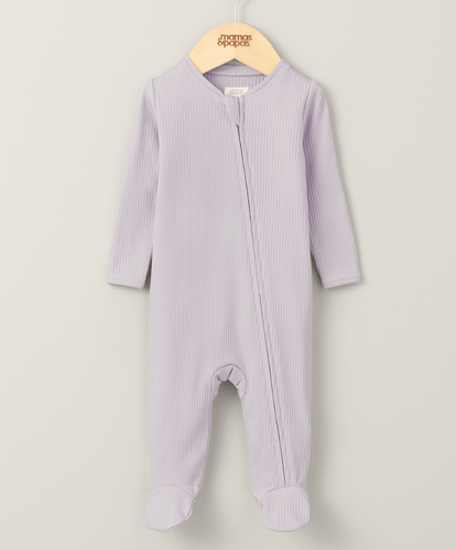 Mamas & Papas All-in-Ones & Bodysuits Organic Rib Sleepsuit - Heather