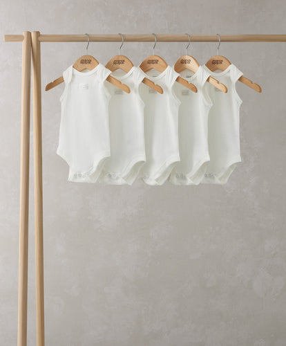 Mamas & Papas All-in-Ones & Bodysuits Organic Sleeveless Bodysuits (5 Pack) - White