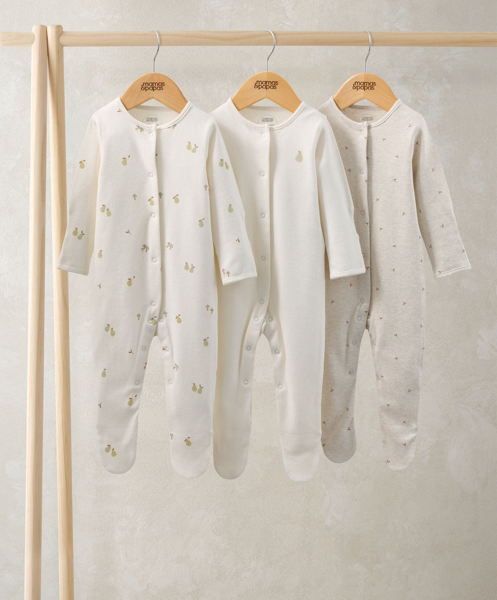 Mamas &amp; Papas All-in-Ones &amp; Bodysuits Pears Sleepsuits (Pack of 3)
