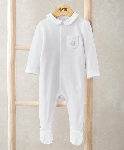 Mamas & Papas All-in-Ones & Bodysuits Peter Pan Collar All-In-One - Rabbit Embroidery
