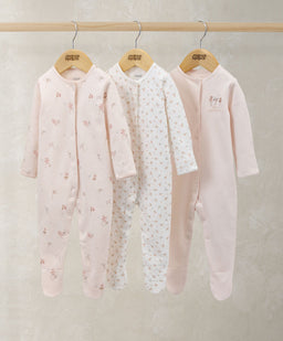 Mamas & Papas All-in-Ones & Bodysuits Peter Pan Collar Sleepsuits (Pack of 3) - Wildflower & Floral Prints