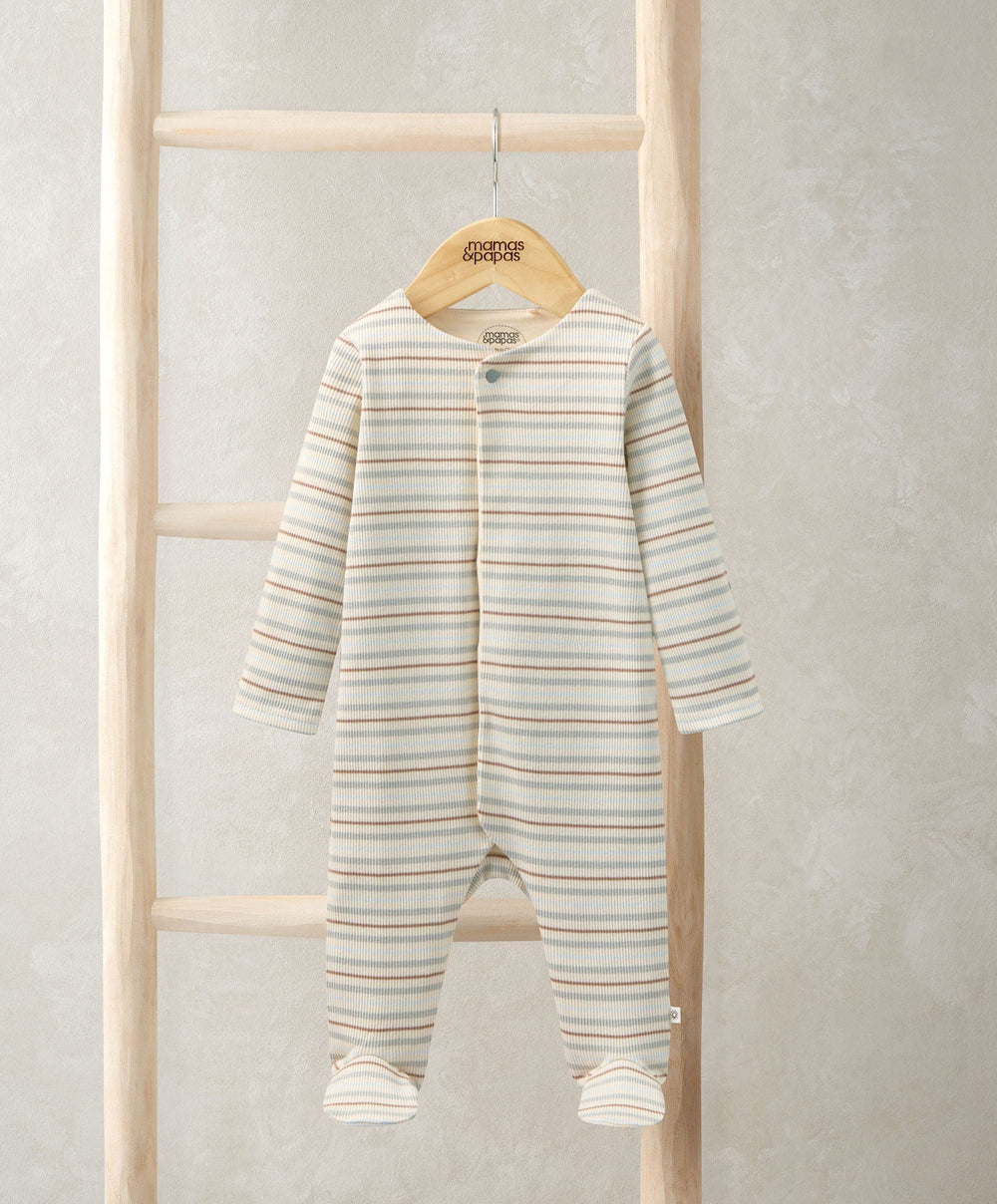 Mamas &amp; Papas All-in-Ones &amp; Bodysuits Ribbed Stripe Sleepsuit
