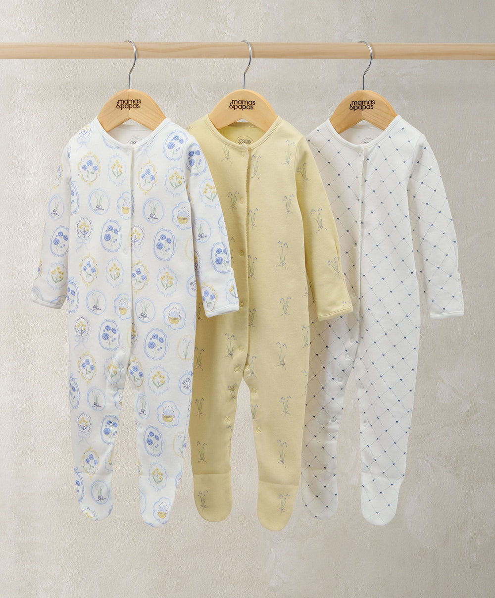 Mamas &amp; Papas All-in-Ones &amp; Bodysuits Sleepsuits (Pack of 3) - Coordinating Designs