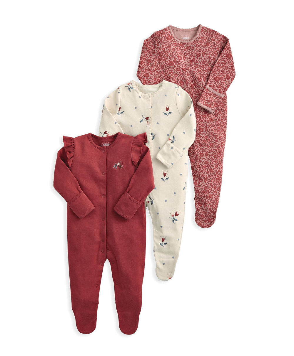 Mamas &amp; Papas All-in-Ones &amp; Bodysuits Sleepsuits (Pack of 3) - Floral Nostalgic