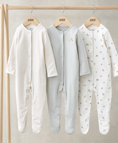 Mamas & Papas All-in-Ones & Bodysuits Sleepsuits (Pack of 3) - Mushroom Print