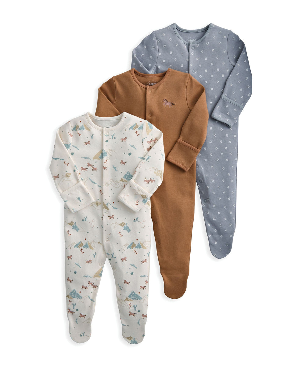 Mamas &amp; Papas All-in-Ones &amp; Bodysuits Sleepsuits (Pack of 3) - Rodeo Cards &amp; Horse