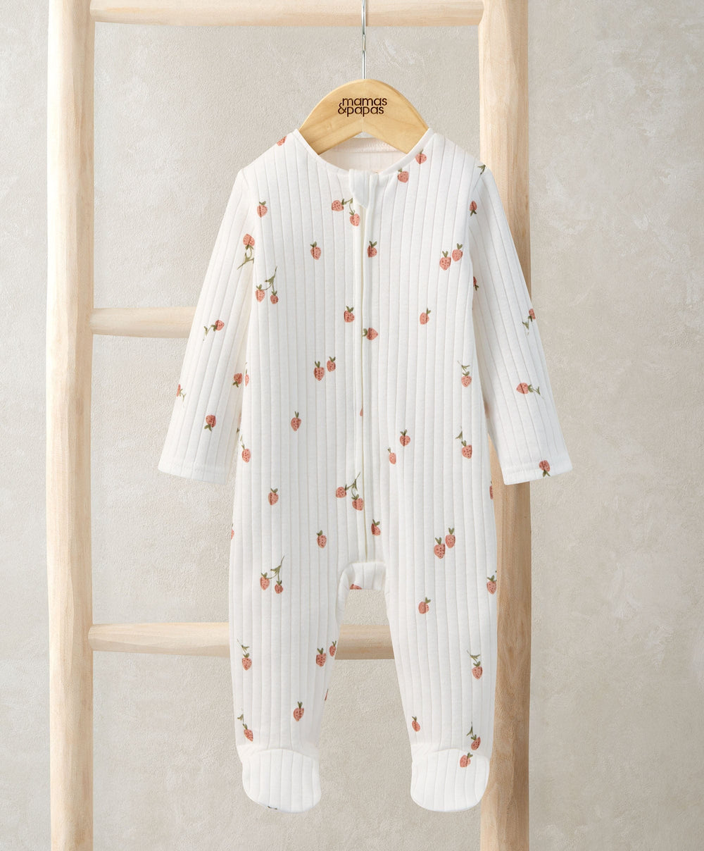 Mamas &amp; Papas All-in-Ones &amp; Bodysuits Strawberry Zip Sleepsuit