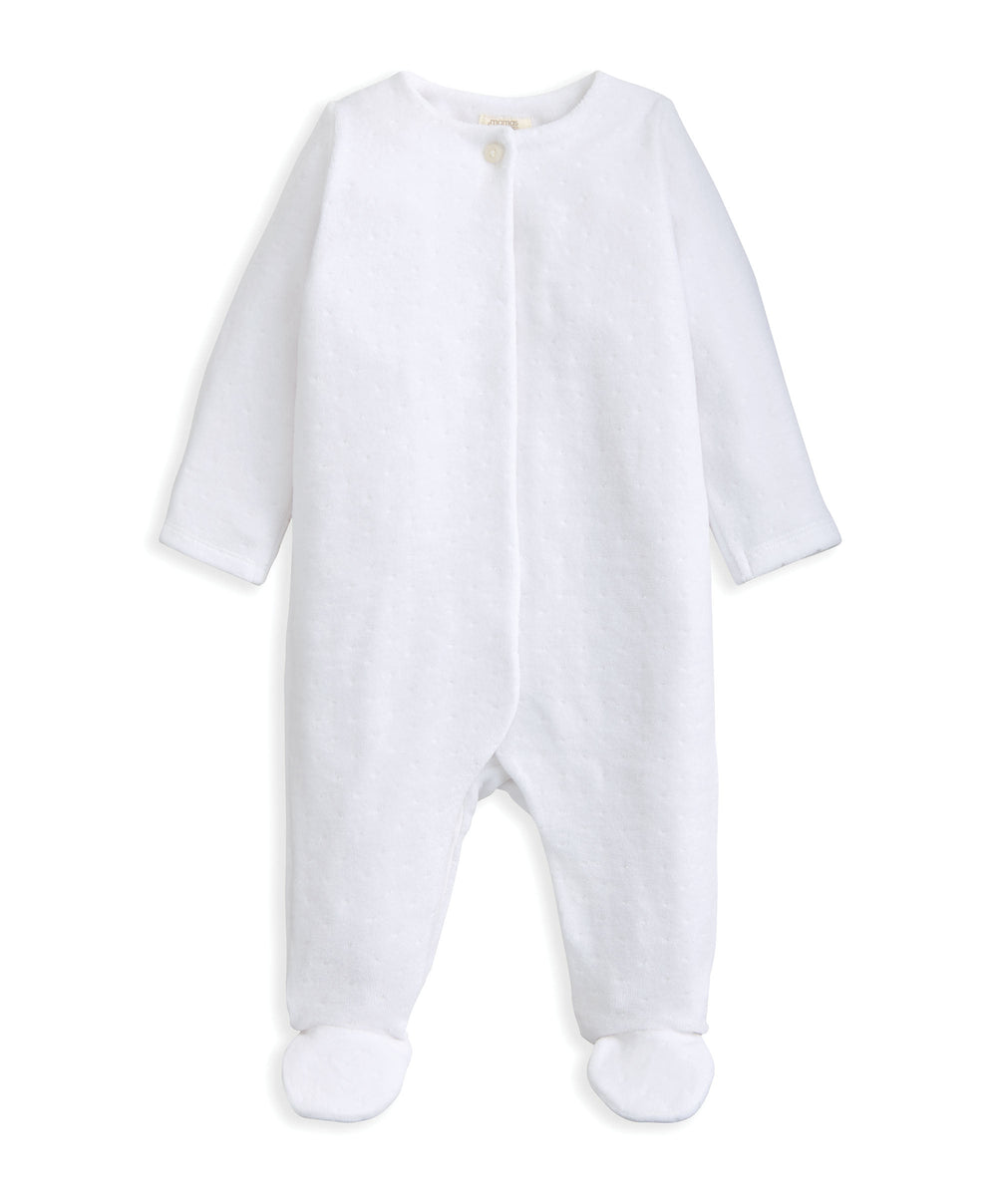 Mamas &amp; Papas All-in-Ones &amp; Bodysuits Textured Velour All In One – White