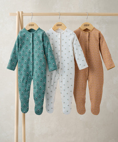 Mamas & Papas All-in-Ones & Bodysuits Tiled Floral Sleepsuits (Pack of 3)