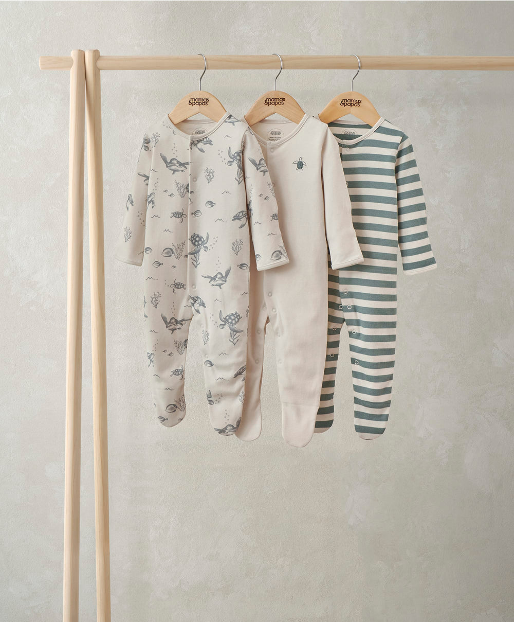 Mamas &amp; Papas All-in-Ones &amp; Bodysuits Under the Sea Sleepsuits (Pack of 3)