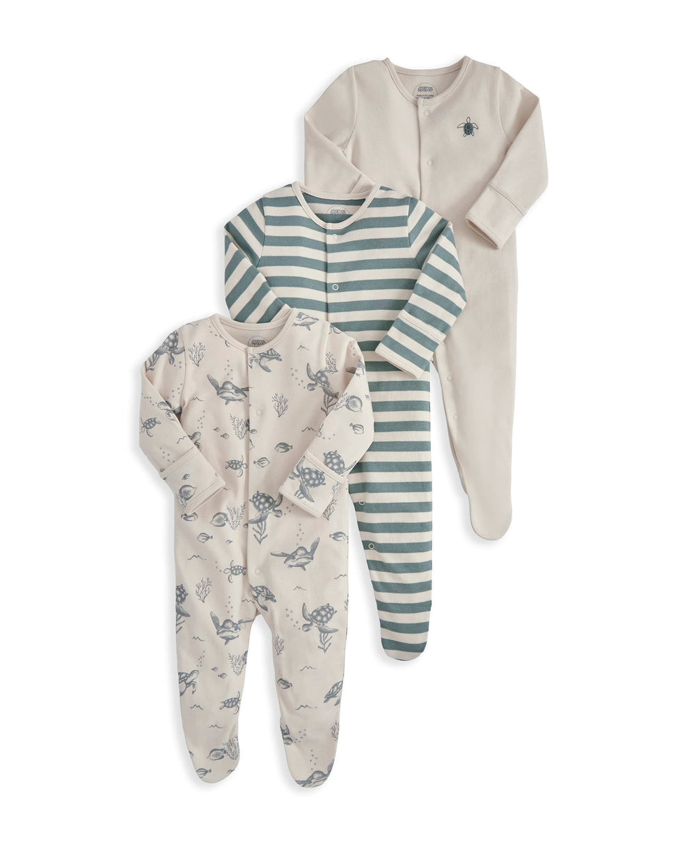 Mamas &amp; Papas All-in-Ones &amp; Bodysuits Under the Sea Sleepsuits (Pack of 3)