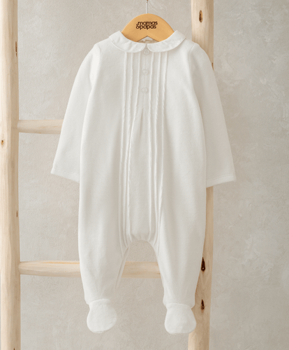 Mamas & Papas All-in-Ones & Bodysuits Velour Sleepsuit - White