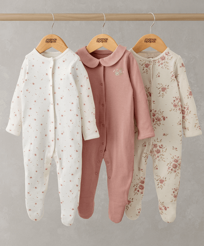 Mamas & Papas All-in-Ones & Bodysuits Watercolour Floral Sleepsuits (Pack of 3)