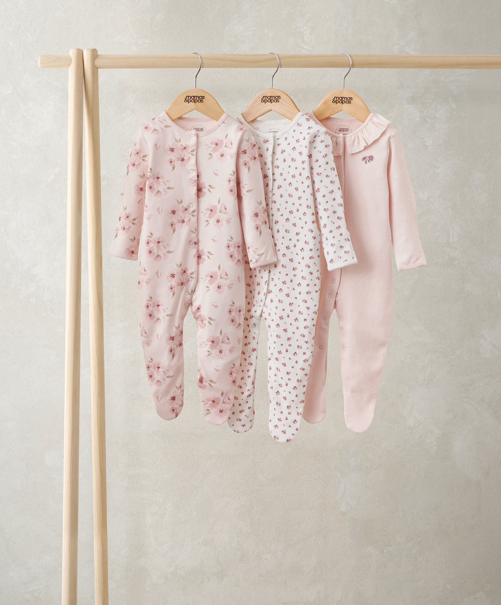 Mamas &amp; Papas All-in-Ones &amp; Bodysuits Watercolour Sleepsuits (Pack of 3)