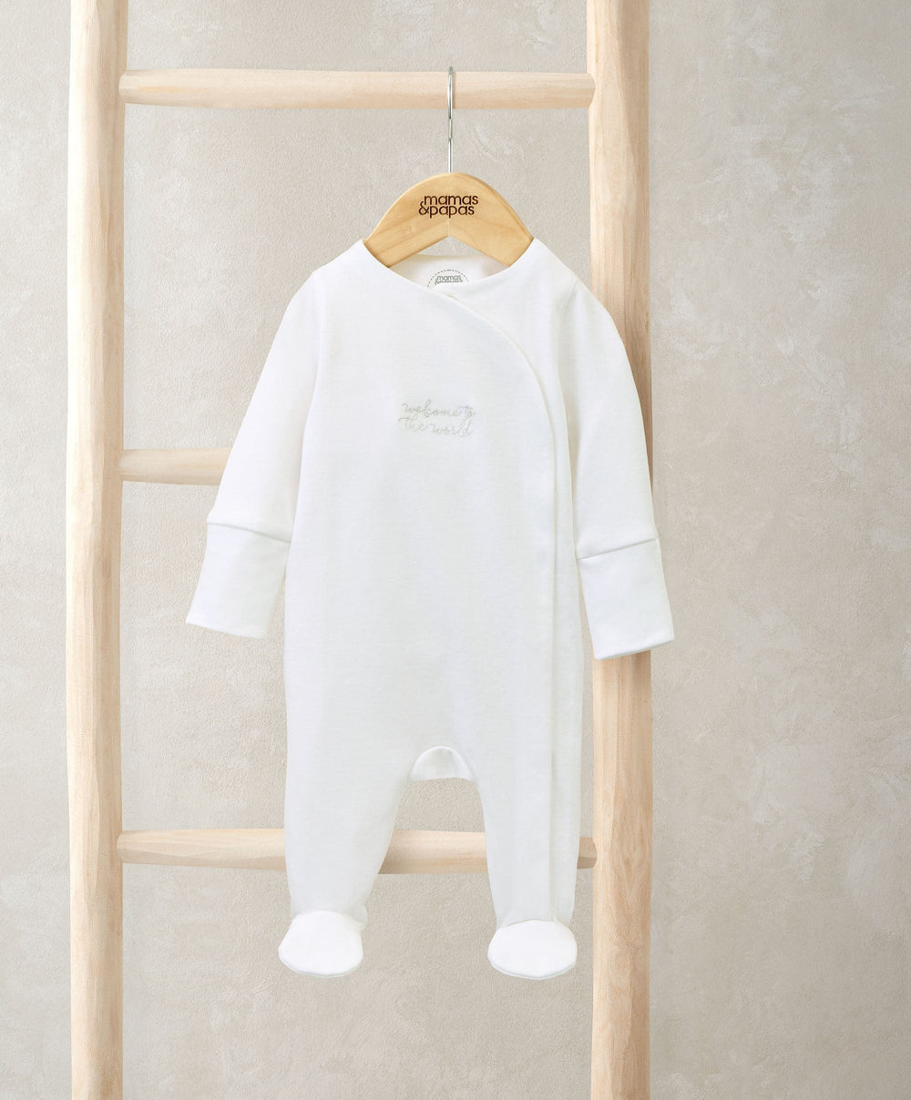 Mamas &amp; Papas All-in-Ones &amp; Bodysuits Welcome to the World All In One -White