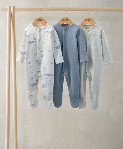 Mamas & Papas All-in-Ones & Bodysuits Whale Sleepsuits (Pack of 3)