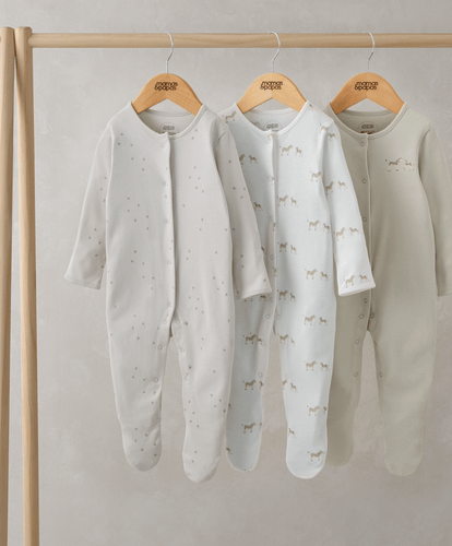 Mamas & Papas All-in-Ones & Bodysuits Wild Animals Sleepsuits (Pack of 3)
