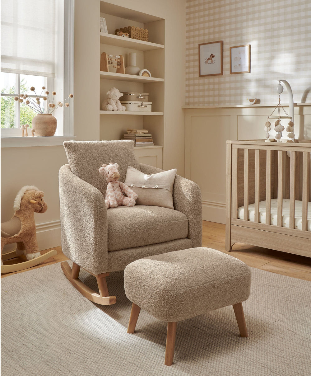 Mamas &amp; Papas Alma Nursing Chair &amp; Stool - Fawn Boucle