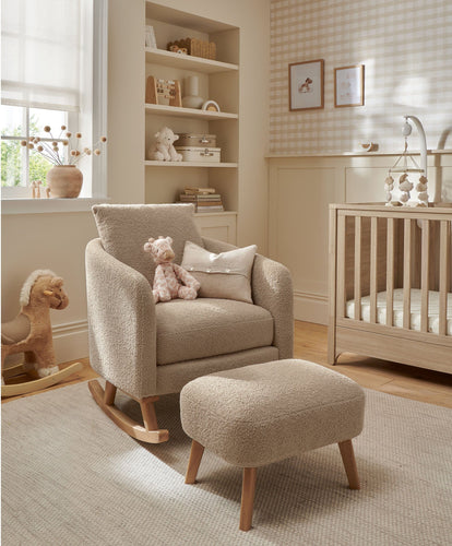 Mamas & Papas Alma Nursing Chair & Stool - Fawn Boucle
