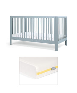 Mamas & Papas Arbor Cotbed & Essential Airflow Fibre Cotbed Mattress Bundle - Bluebell