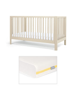 Mamas & Papas Arbor Cotbed & Essential Airflow Fibre Cotbed Mattress Bundle - Cashmere